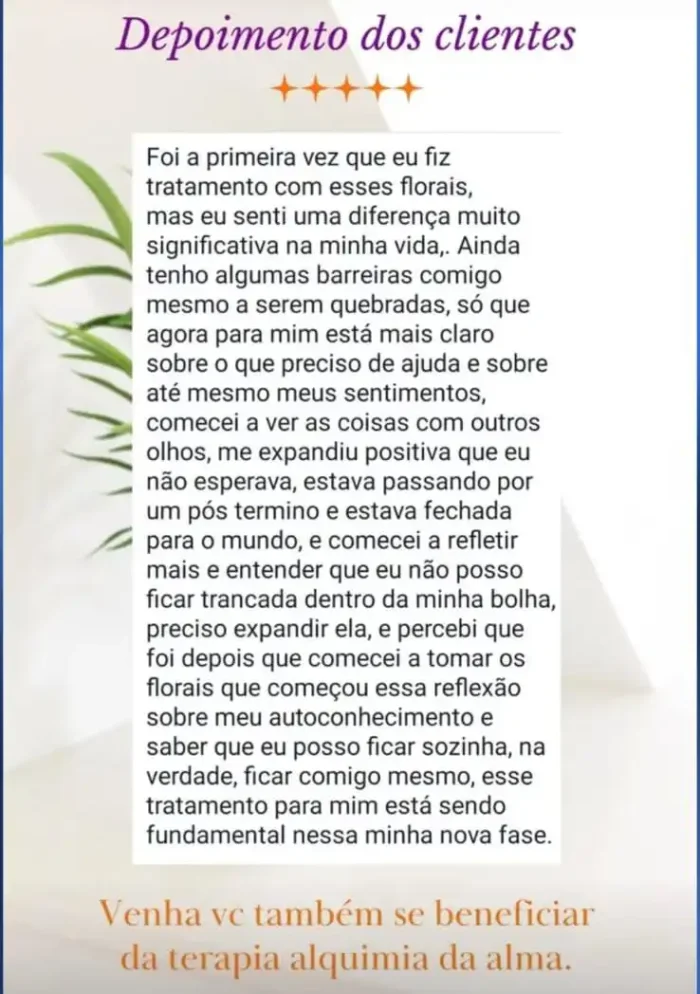 Depoimentos Terapia Floral